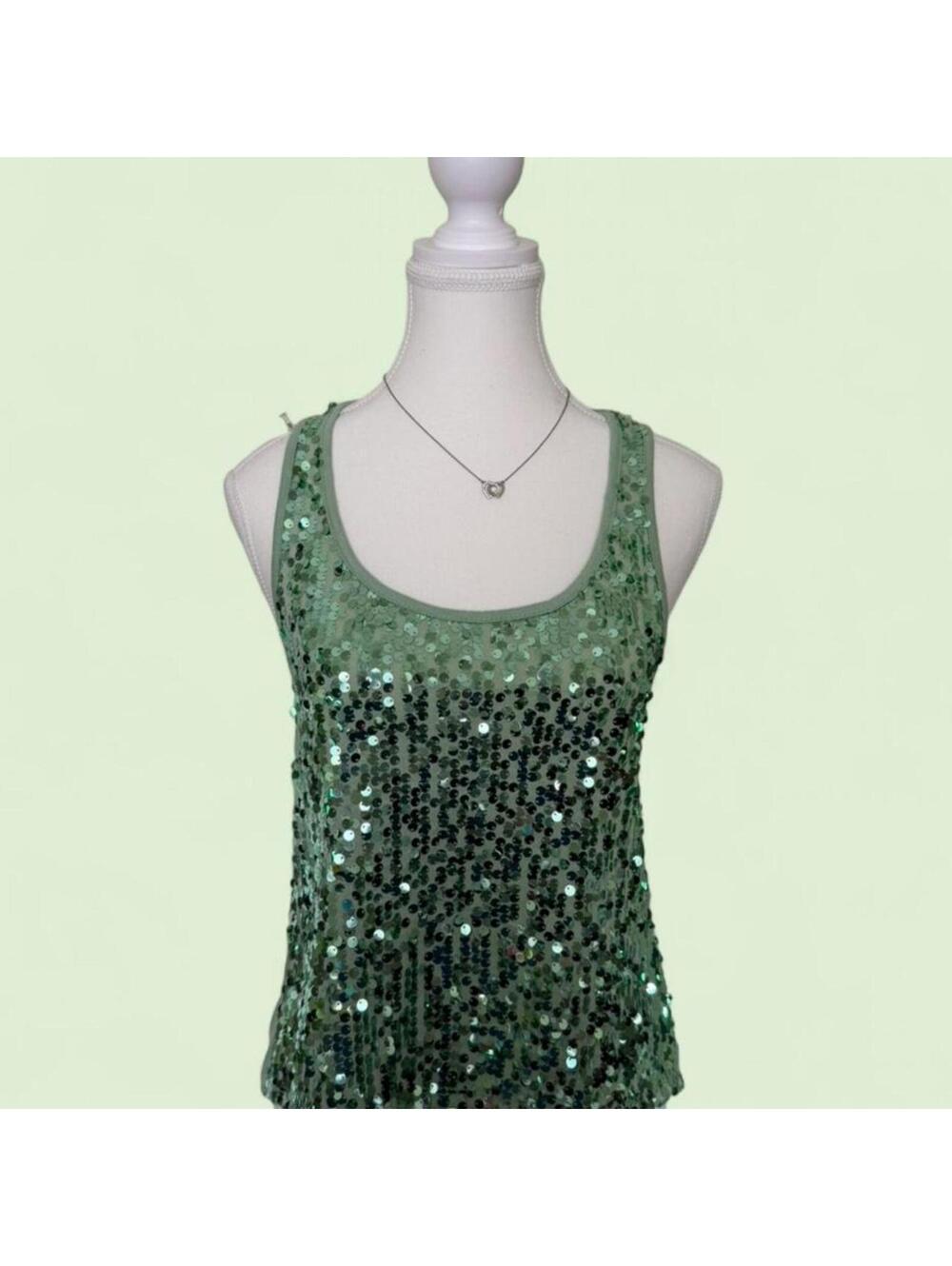 Color of Love Green Sequin Racerback Tank Top